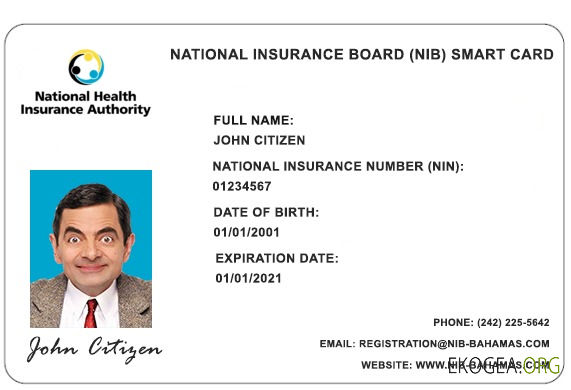 Carte d'assurance maladie Bahamas NIB